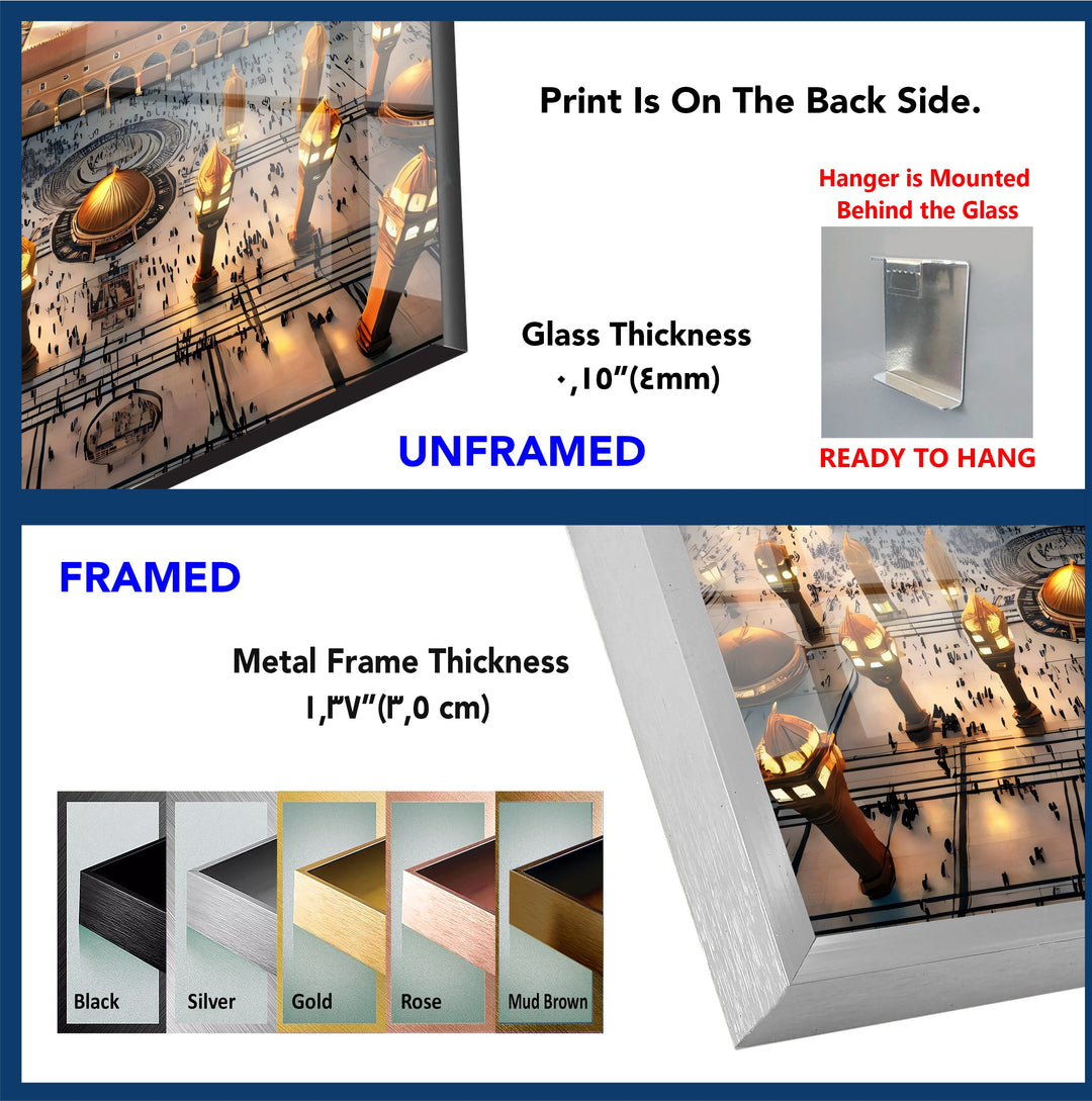 Radiant Serenity – Al-Masjid an-Nabawi Sunset Glass Wall Art