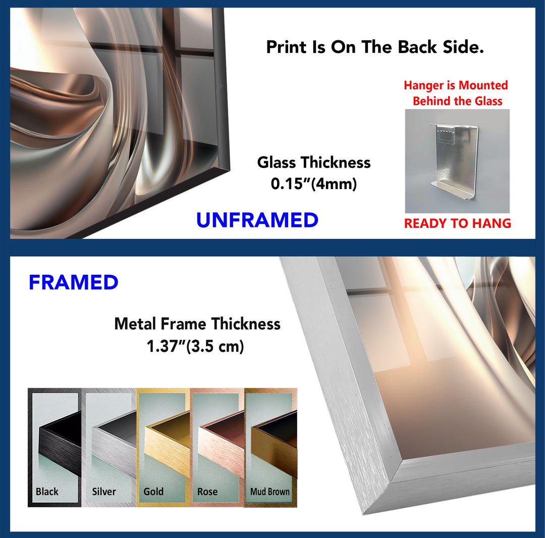 Champagne Sculpted Alloy – Abstract Metallic Fold Glass Wall Art