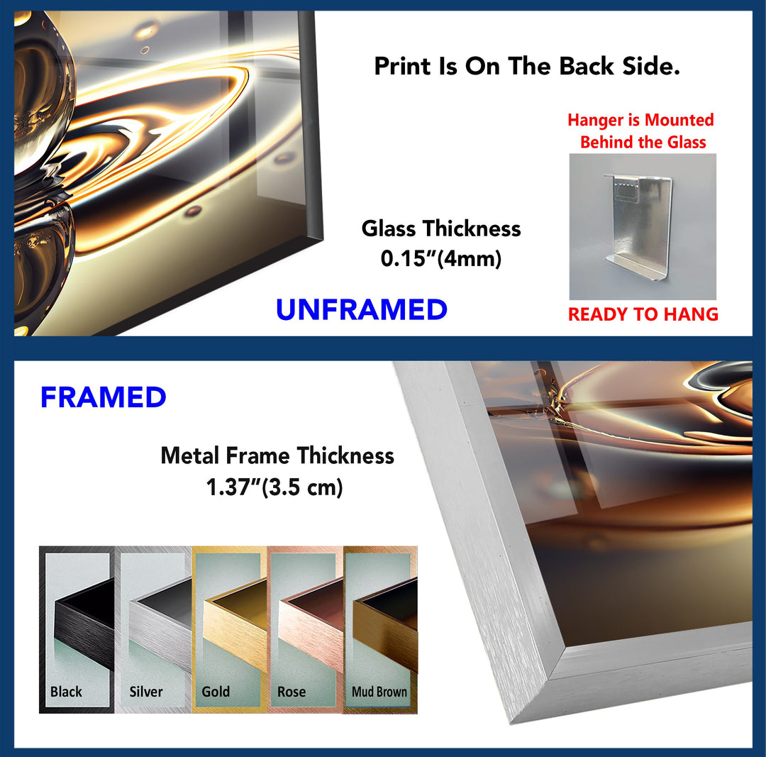 GoldenFlux Droplet Resonance – Liquid Harmony Glass Wall Art