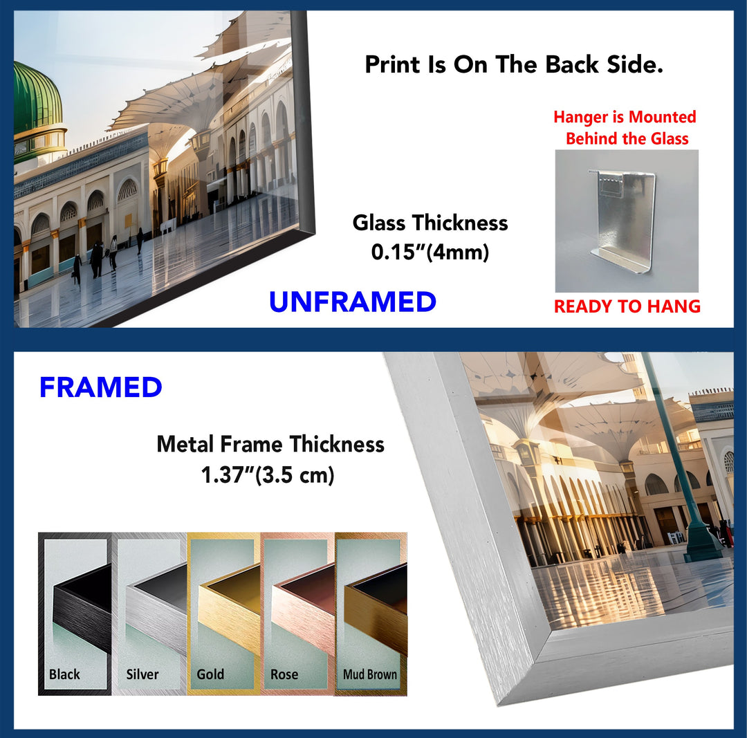 Serenity of Madinah – Green Dome Mosque Glass Wall Art