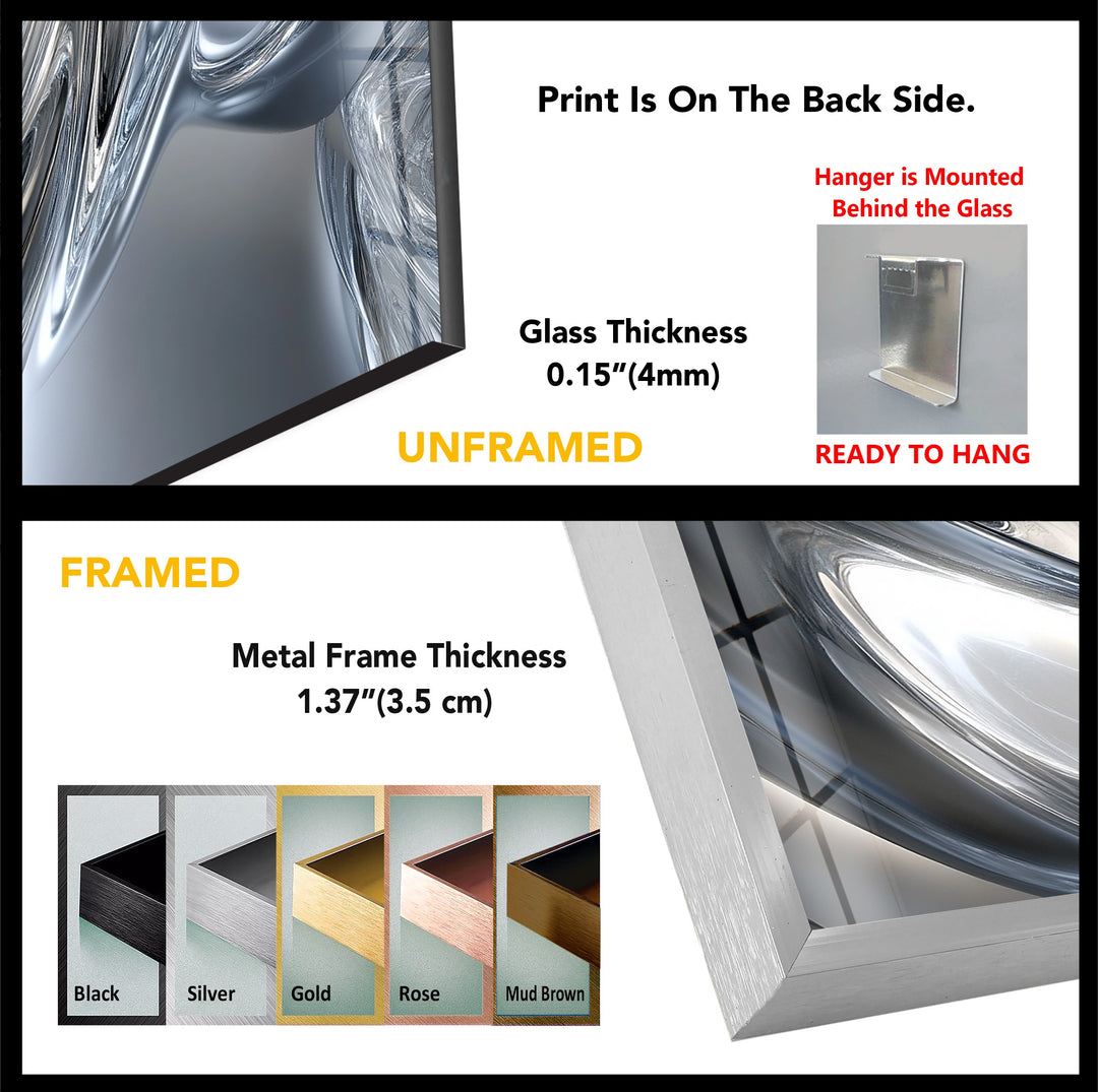 Silver Liquid Contours – Abstract Chrome Flow Glass Wall Art