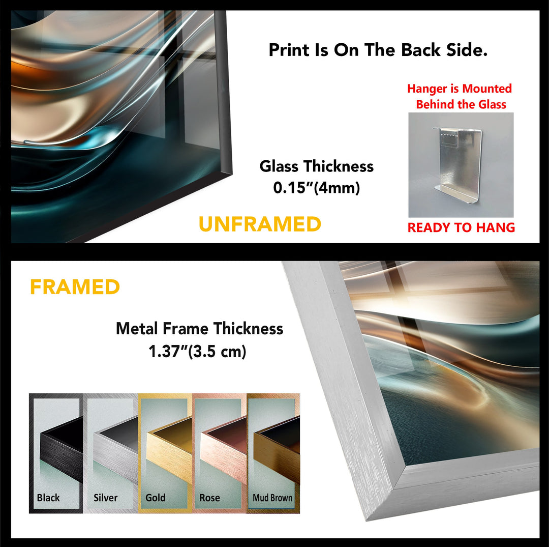 Ocean Bronze Serpentine – Abstract Metallic Wave Glass Wall Art