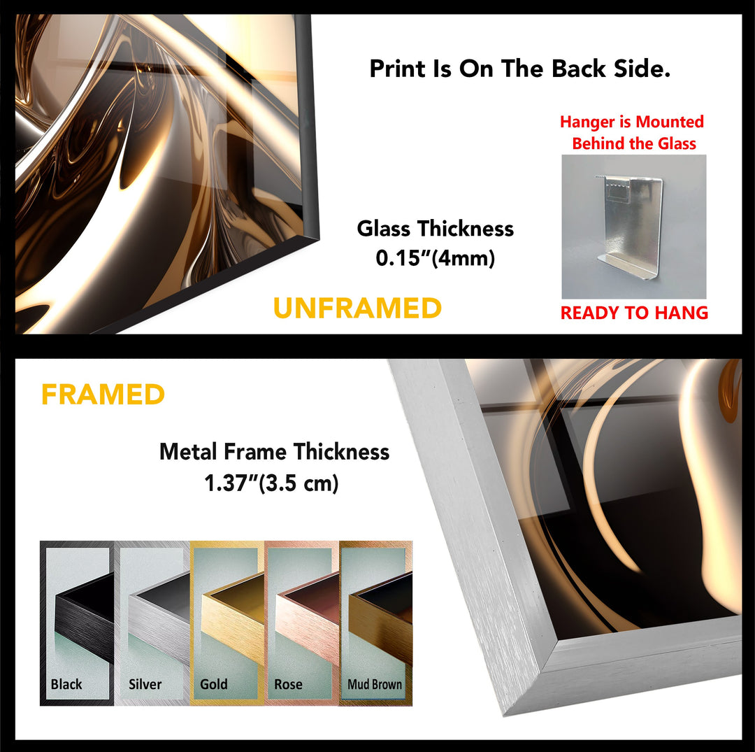 Molten Bronze Mirage – Abstract Metallic Swirl Glass Wall Art