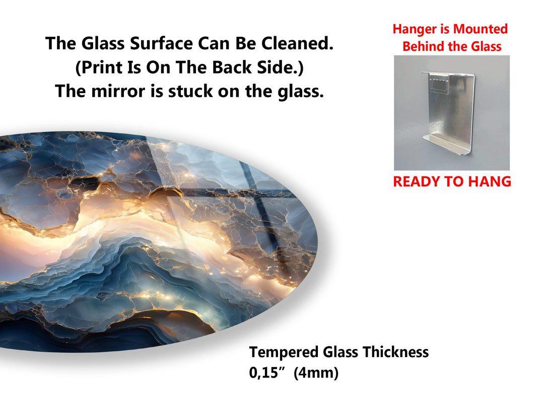 Ethereal Gemstone Round Glass Wall Art Set – Abstract Agate Elegance