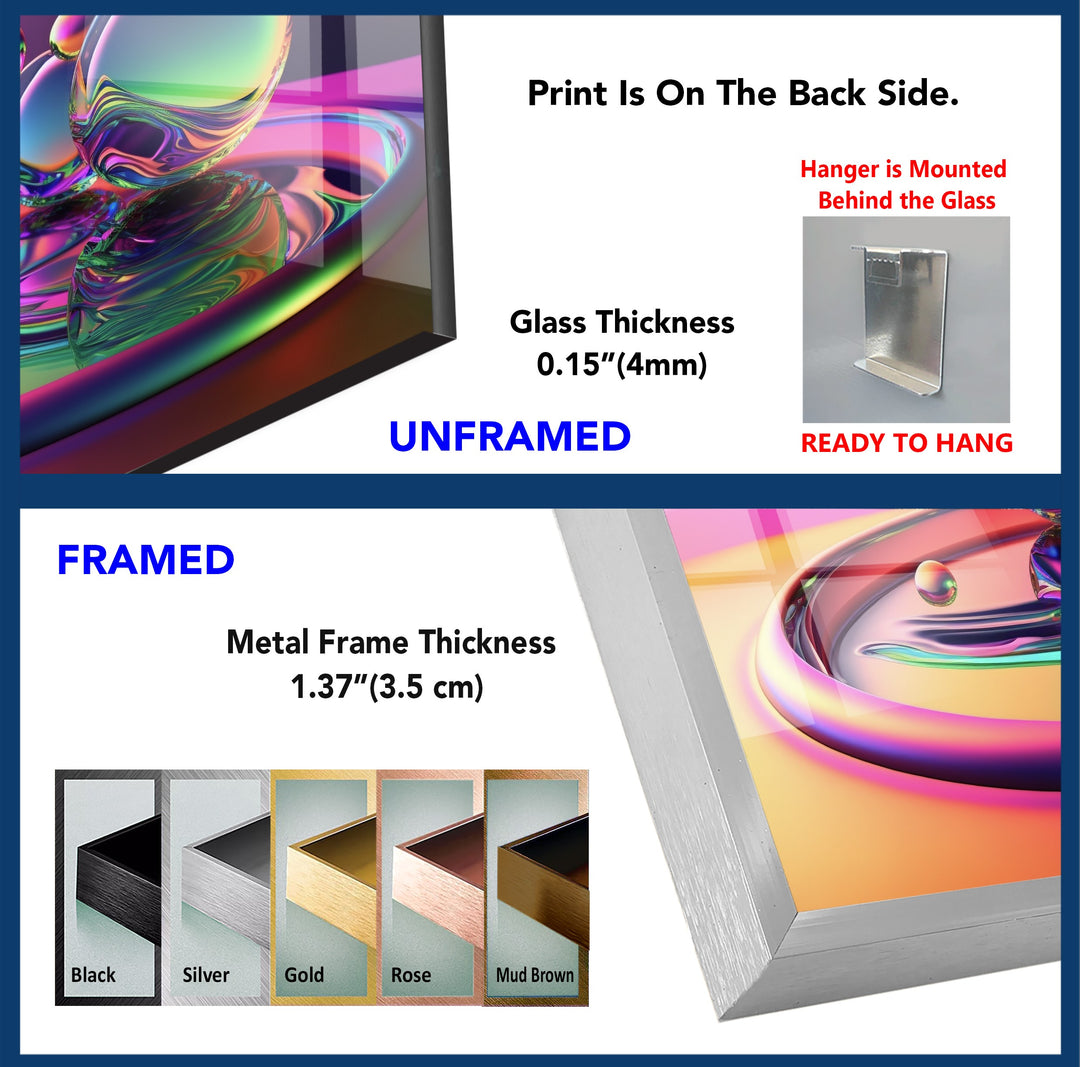 Luminous Orb Cascade – Neon Chromatic Sphere Sculpture Glass Wall Art