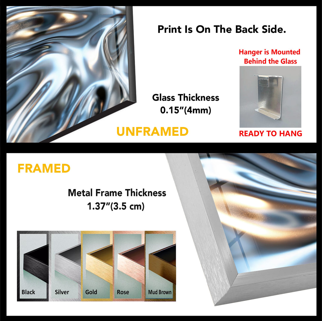 Molten Silver Drift – Abstract Metallic Fluid Glass Wall Art