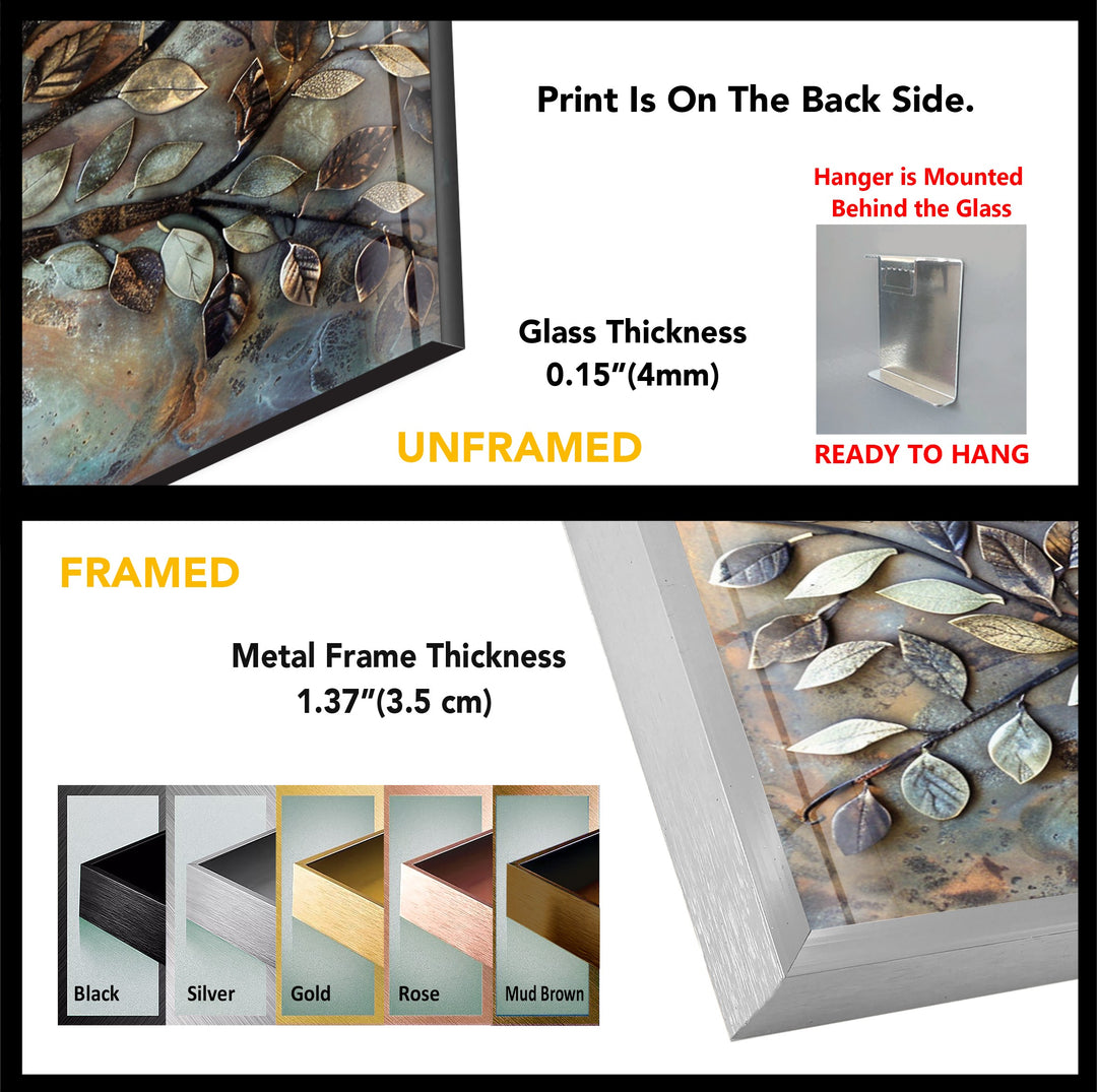 Verdant Bronze Tree – Textured Nature-Inspired Glass Wall Art