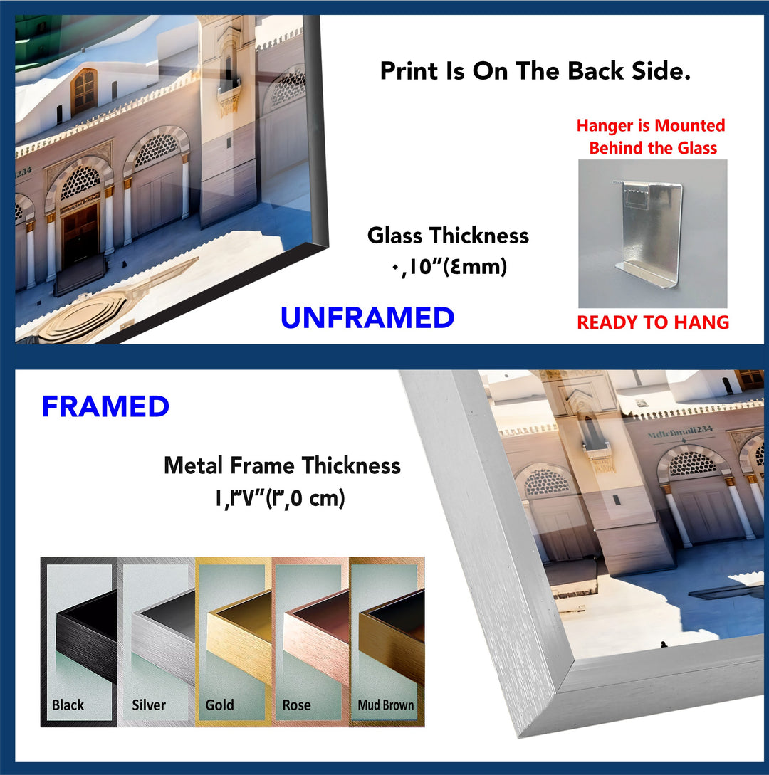 Sacred Harmony – Prophet’s Mosque Medina Dome Glass Wall Art