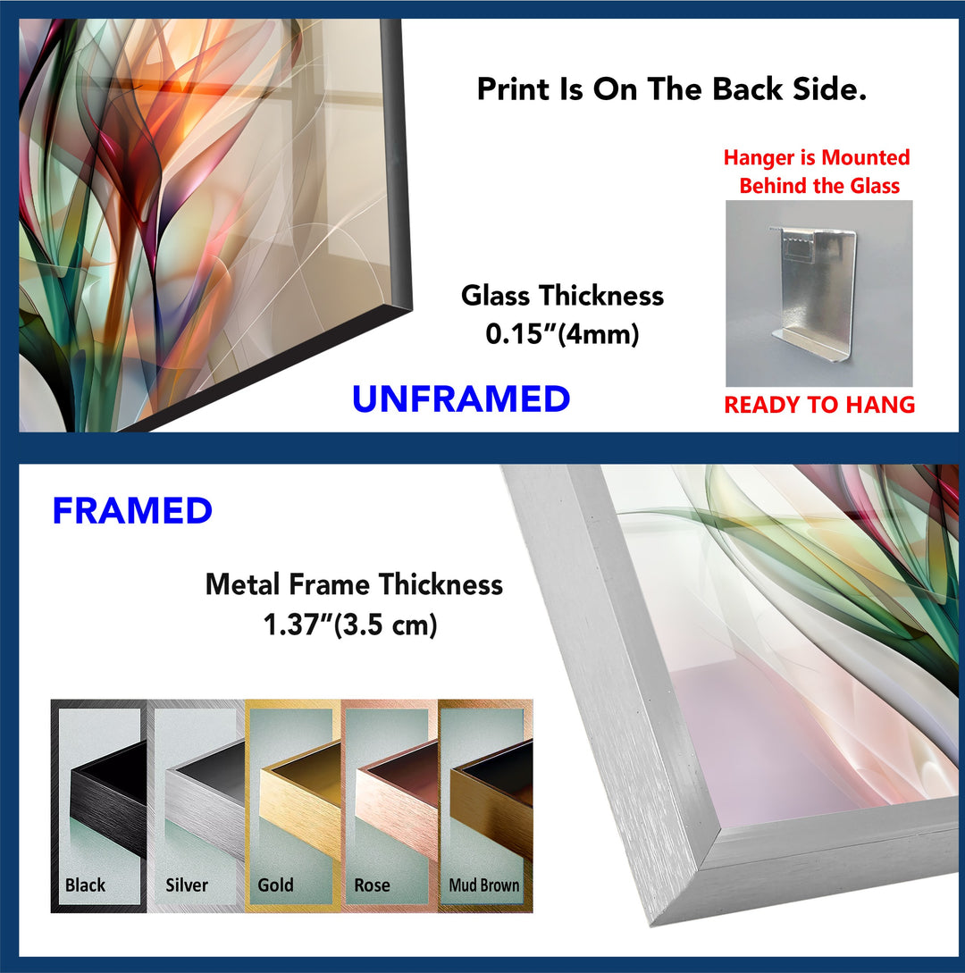 The elegant stillness of vibrant, abstract floral patterns forms a captivating display in this best glass art piece, showcasing smooth petals.