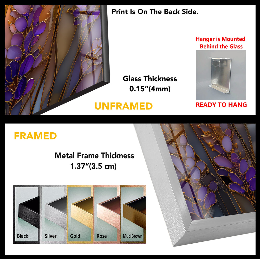 Lavender Glow – Stained Glass Floral Glass Wall Art