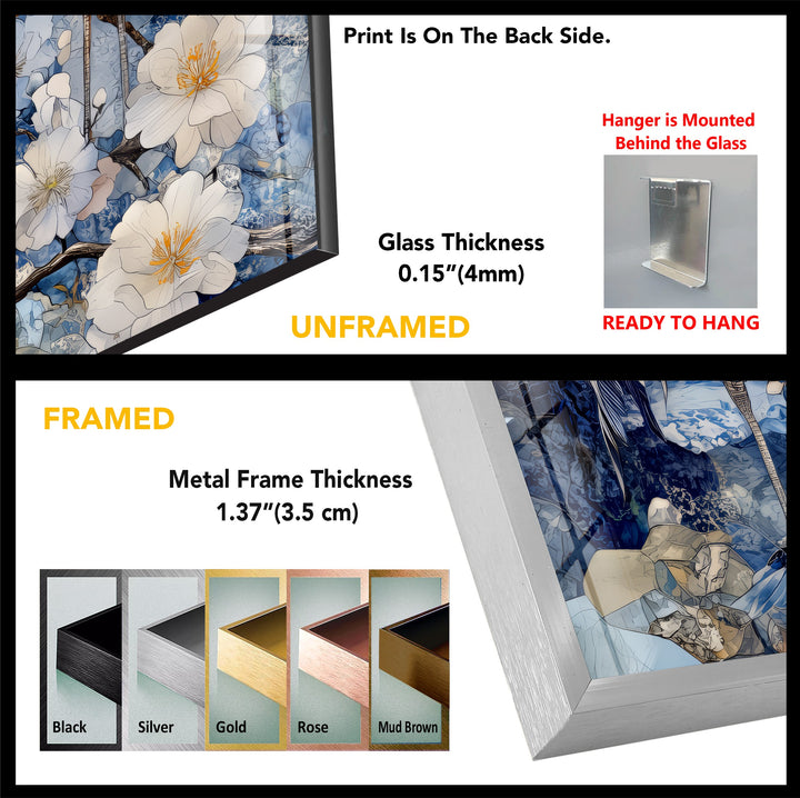 Moonlit Cranes – Elegant Nature Scene Glass Wall Art