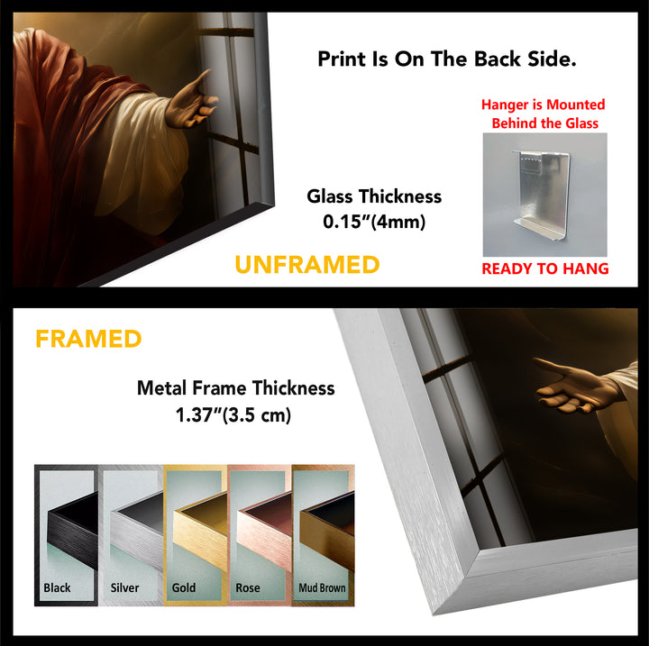 Divine Light – Sacred Jesus Portrait Glass Wall Art