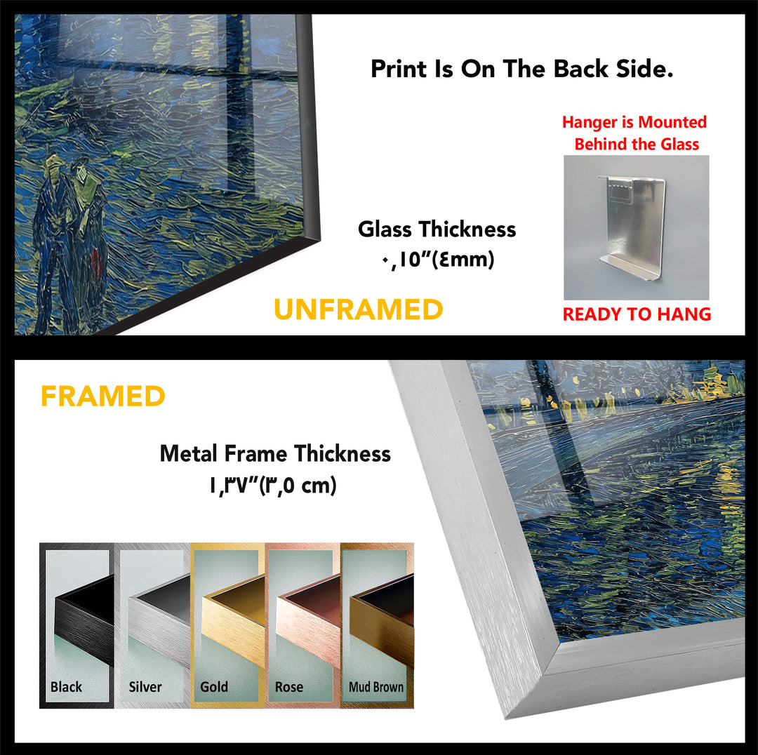 Van Gogh Starry Night Over the Rhône Glass Wall Art