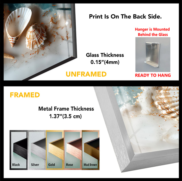 Coastal Treasures – Seashell & Ocean Pearl Glass Wall Art