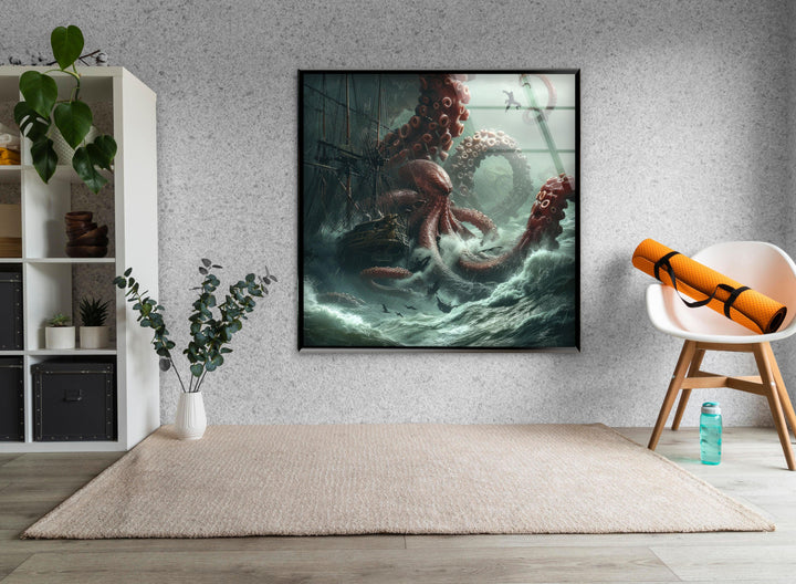 Giant Kraken Glass Wall Art             glass wall decor, glass wall art decor