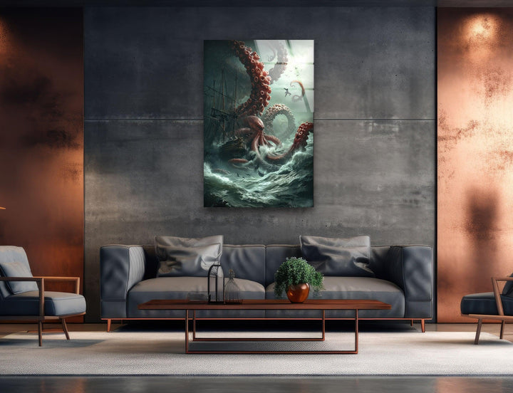 Giant Kraken Glass Wall Art art glass wall art, glass wall art pictures