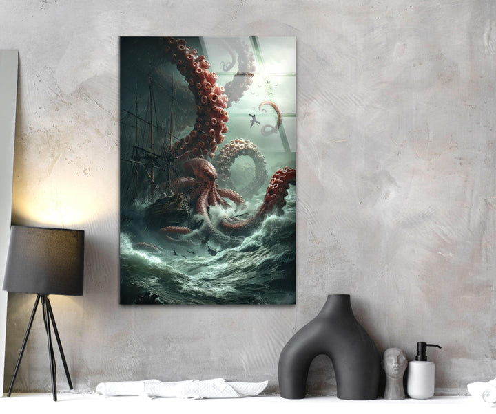 Giant Kraken Glass Wall Art custom glass photo prints, large glass prints