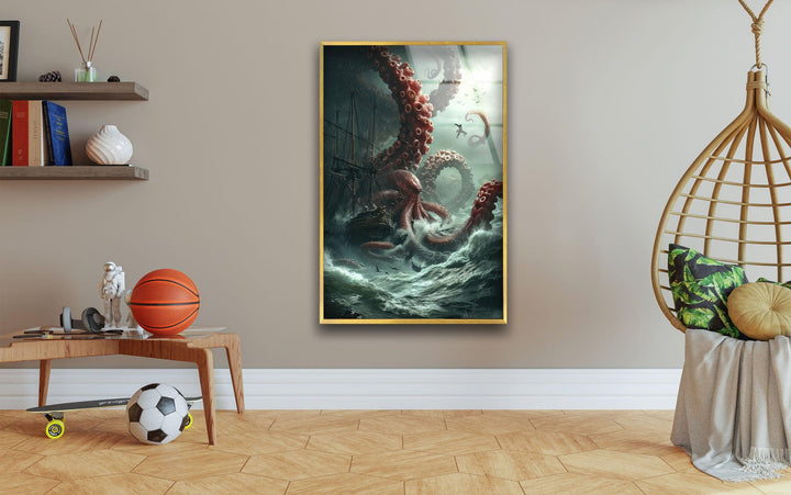 Giant Kraken Glass Wall Art Glass Printing Wall Art, Print photos on glass