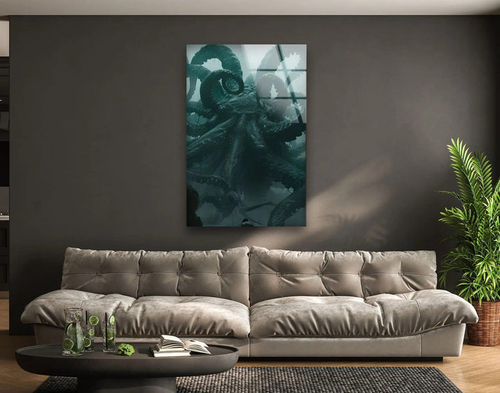 Big Kraken Glass Wall Art stained glass wall art, stained glass wall decor
