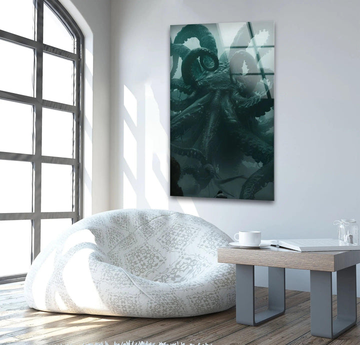 Big Kraken Glass Wall Art print picture on glass, Tempered Glass Wall Art
