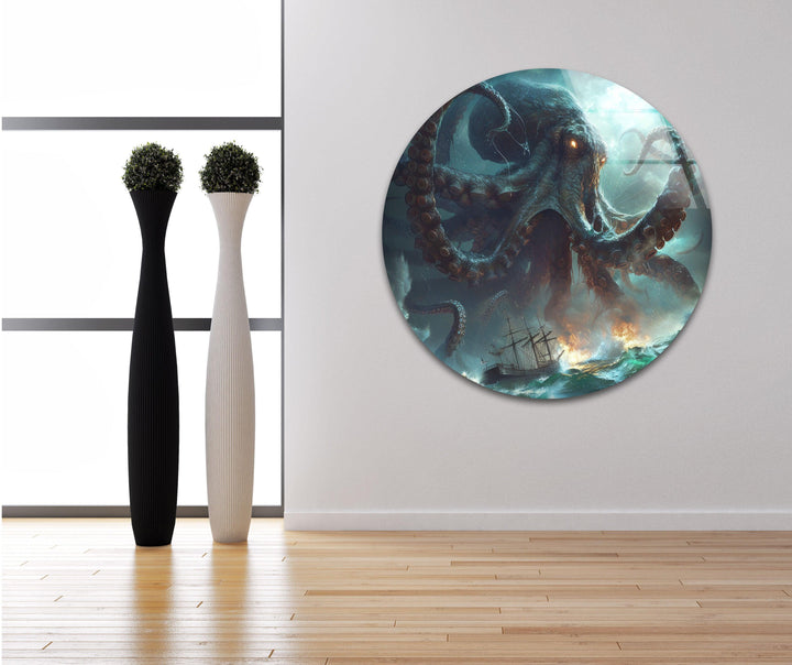 Kraken Octopus Glass Wall Art, Glass Printing Wall Art, Print photos on glass