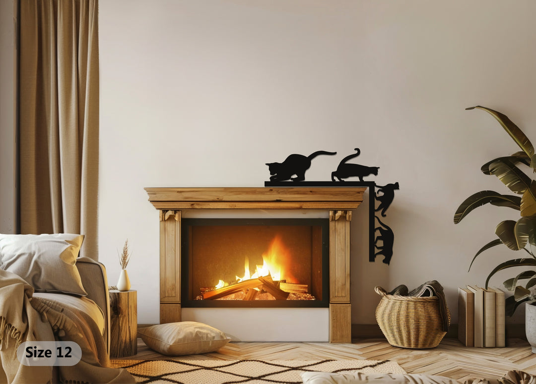 Laser-cut cats in motion metal wall art for cat lovers