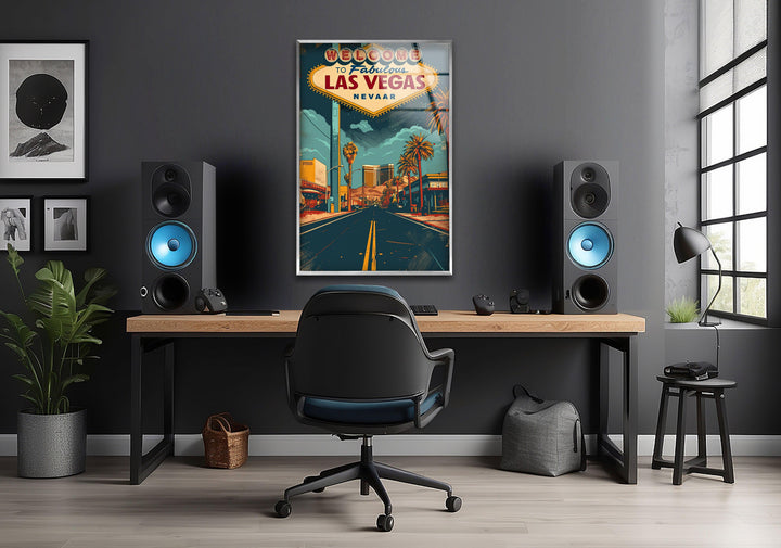 Las Vegas Poster Glass Wall Art print on glass, glass printed photos
