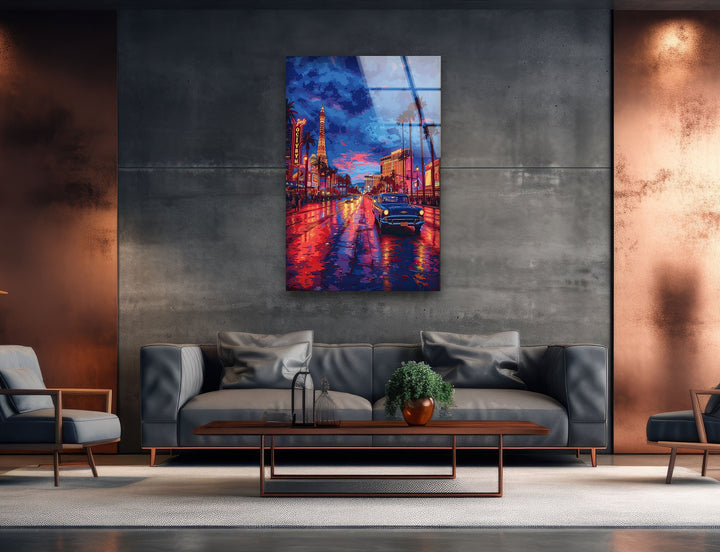 Las Vegas Vintage Glass Wall Art glass photo prints, glass picture prints
