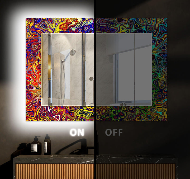 Stained Yellow Colored Wall Mirror Red Mirror
