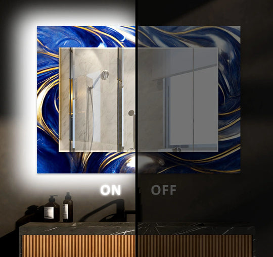 Marble Navy Blue and Gold Wall Mirror Bathroom Wall Mirror
