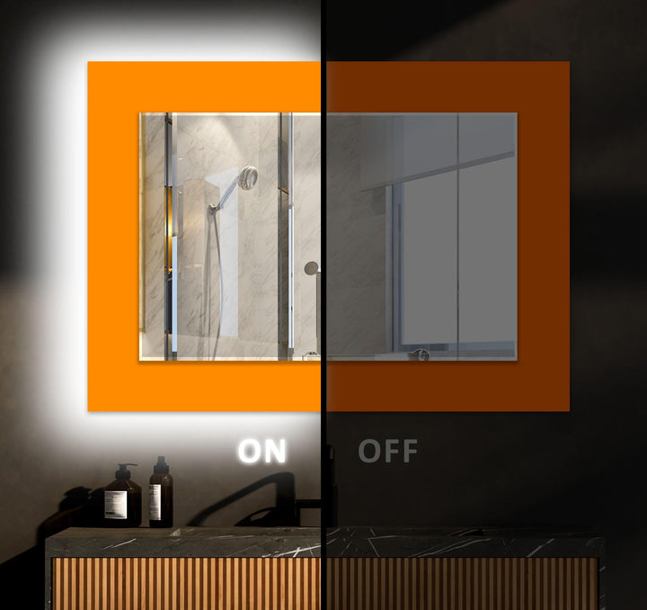 Orange Solid Color Wall Mirrors Marble Mirror
