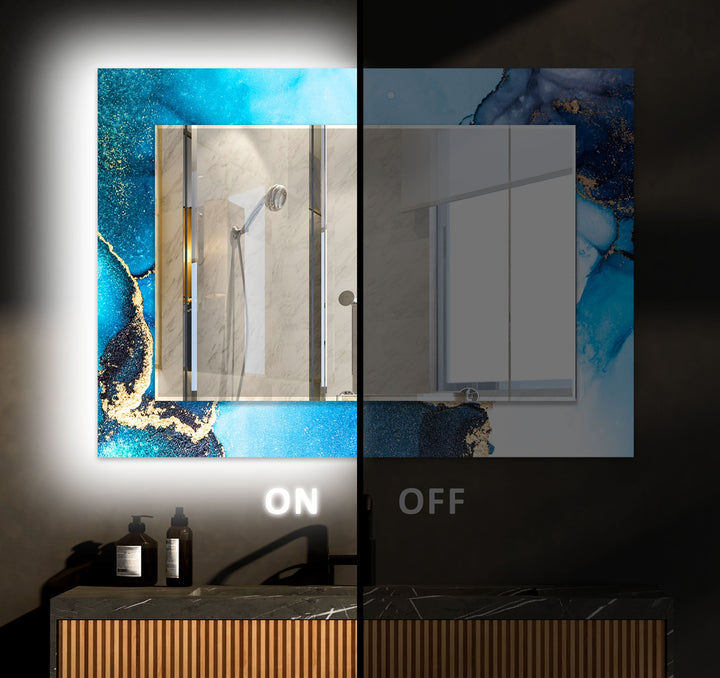 Marble Blue with Golds Wall Mirror Marble Mirror
