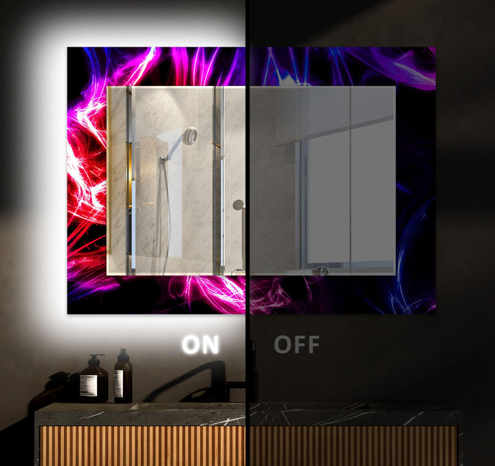 Colored Neon Lines Wall Mirror Entryway Mirror
