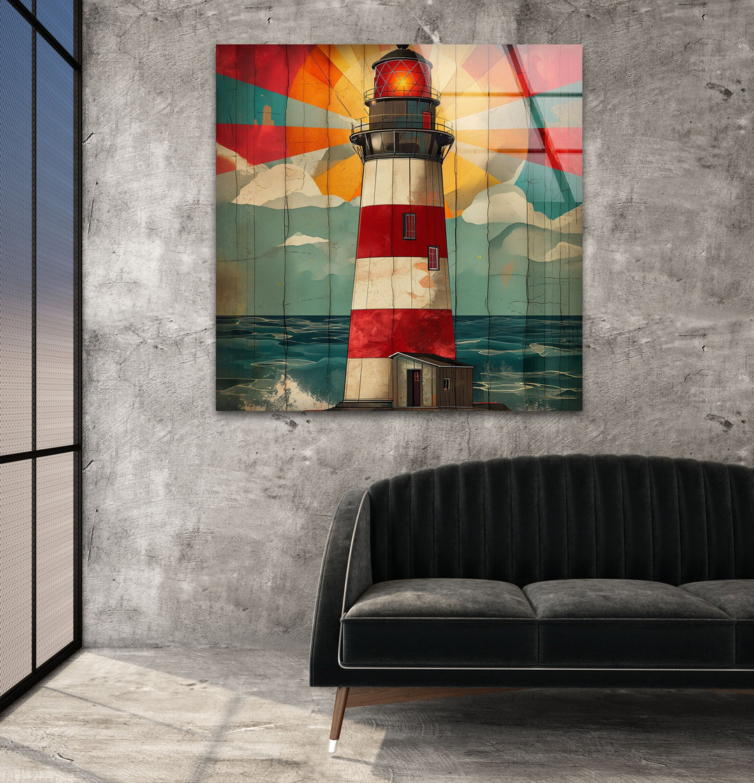 Lighthouse Painting Glass Wall Art custom glass pictures, glass art prints
