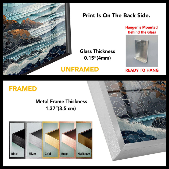 Mosaic Lighthouse Glass Wall Art – A Timeless Coastal Masterpiece