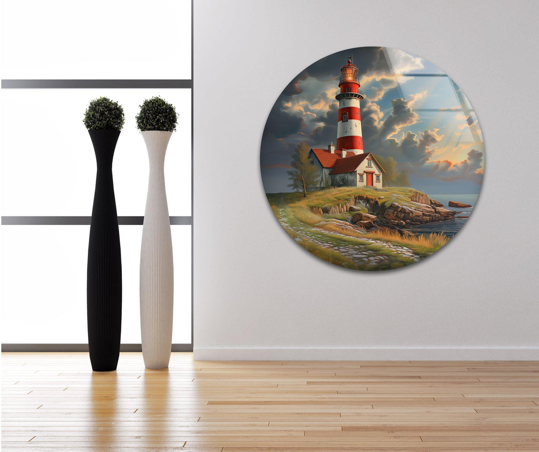 Lighthouse Glass Wall Art photo print on glass, prints on glass wall art
