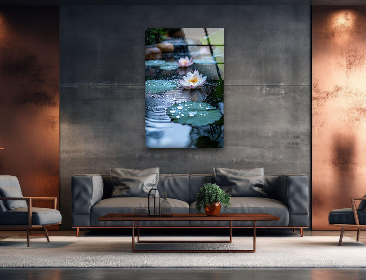Lily Pad & White Lotus Glass Wall Art art glass wall art, glass wall art pictures
