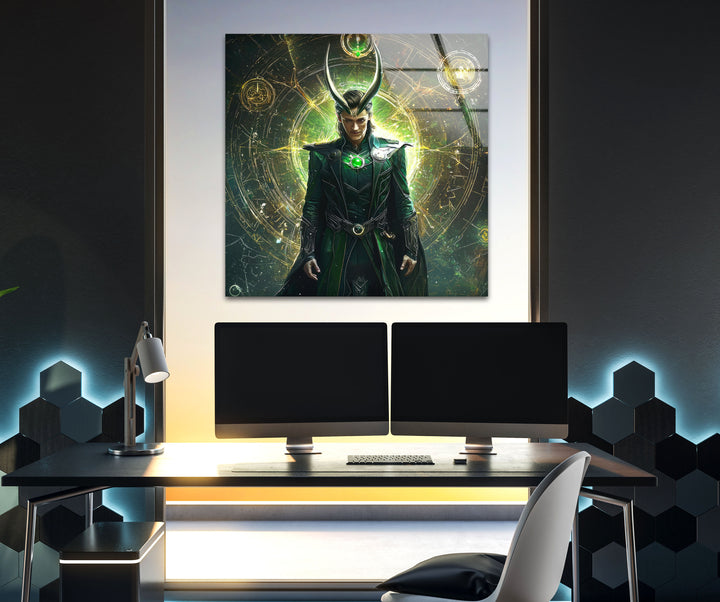 Loki Green Glass Wall Art custom glass photo prints, large glass prints
