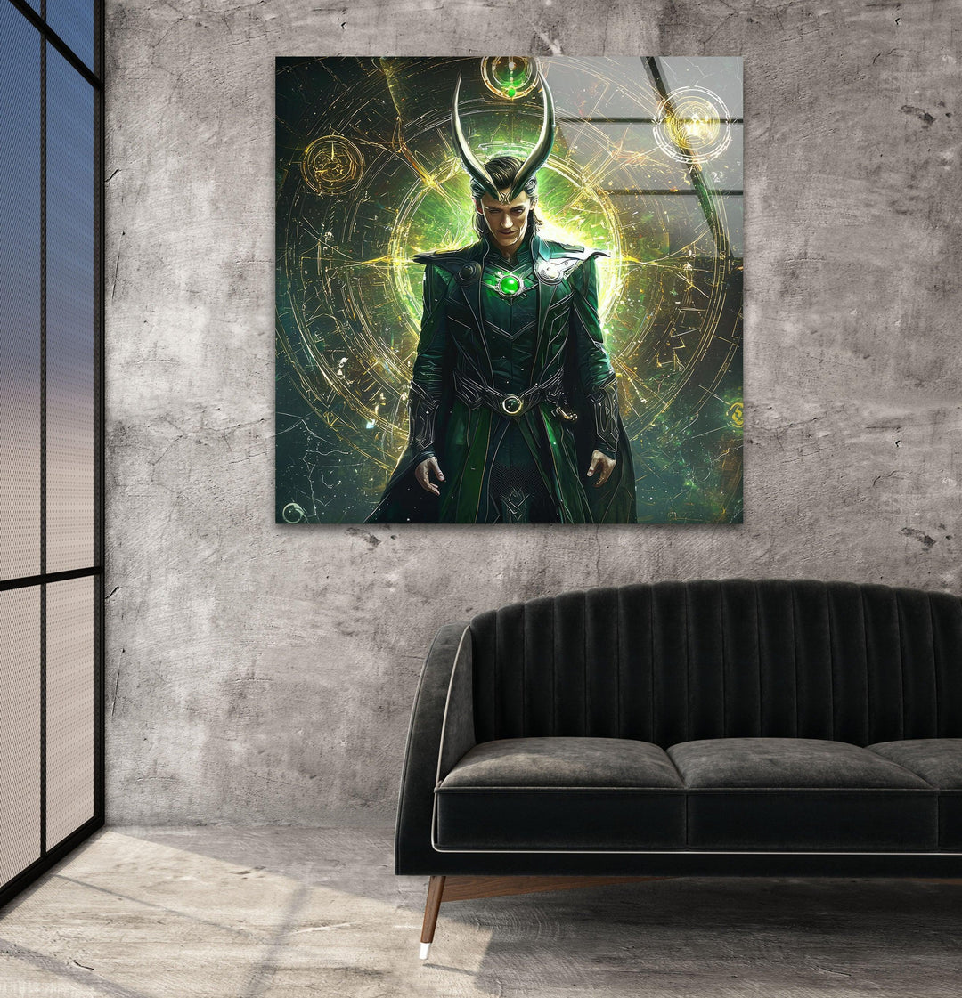 Loki Green Glass Wall Art photo print on glass, prints on glass wall art

