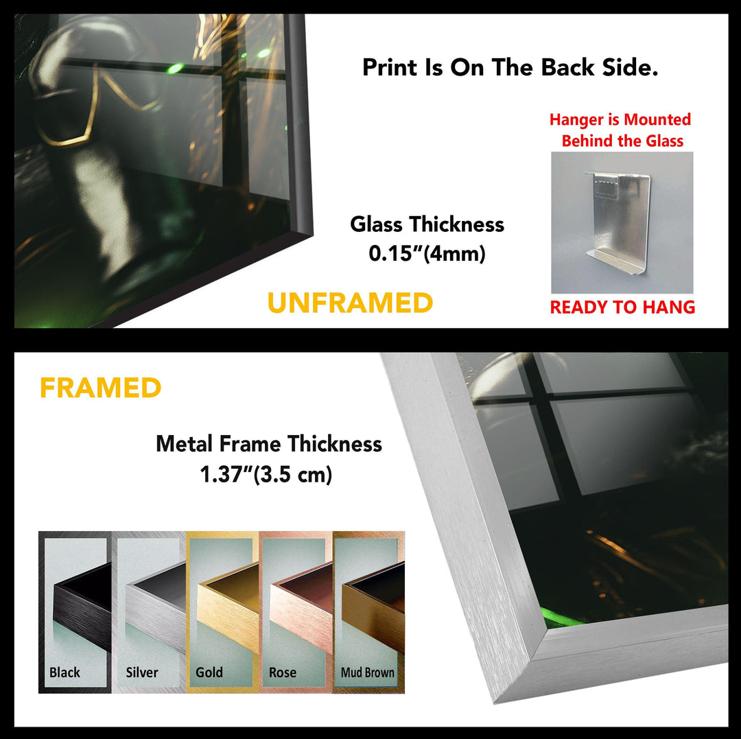 Goldfarbene Loki-Kunstglas-Wandkunst