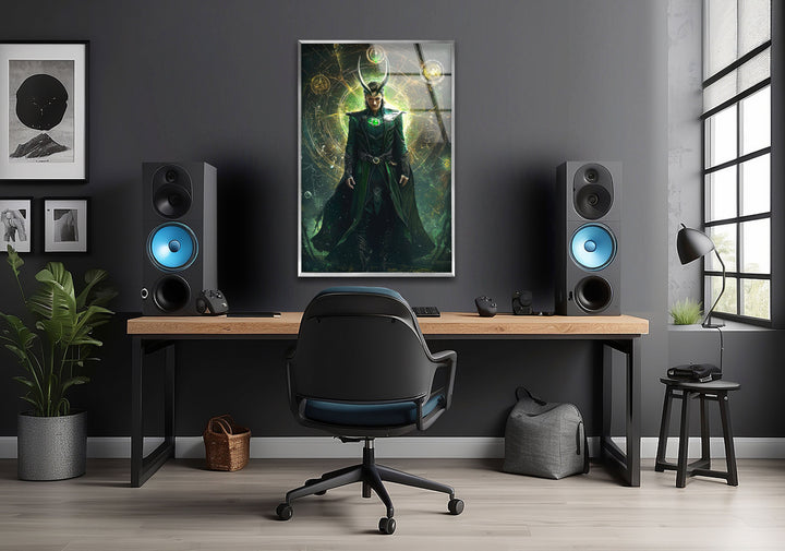 Loki Green Glass Wall Art picture on glass wall art, photos printed on glass
