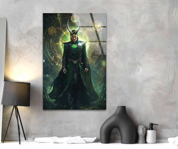 Loki Green Glass Wall Art print picture on glass, Tempered Glass Wall Art

