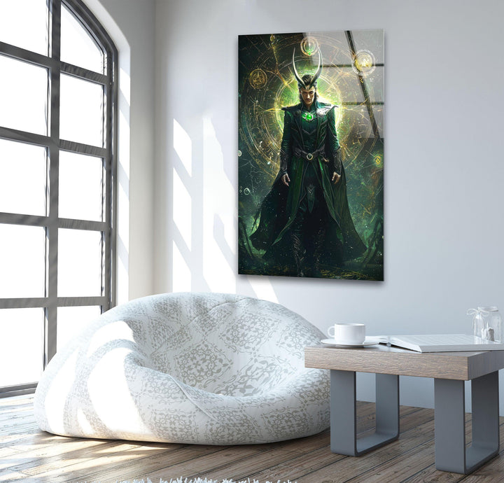 Loki Green Glass Wall Art stained glass wall art, stained glass wall decor
