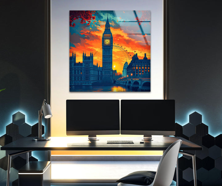 London Sunset Glass Wall Art glass pictures for Wall, glass prints wall art
