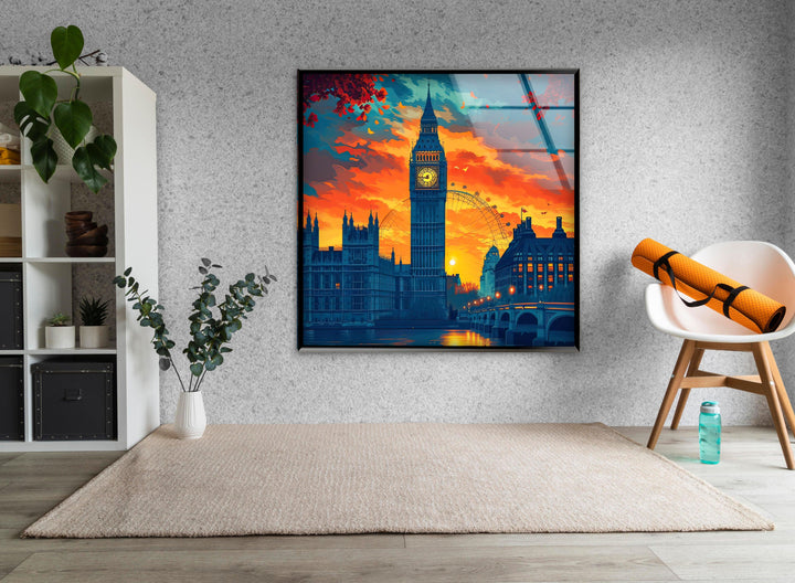 London Sunset Glass Wall Art glass image printing, glass prints from photos
