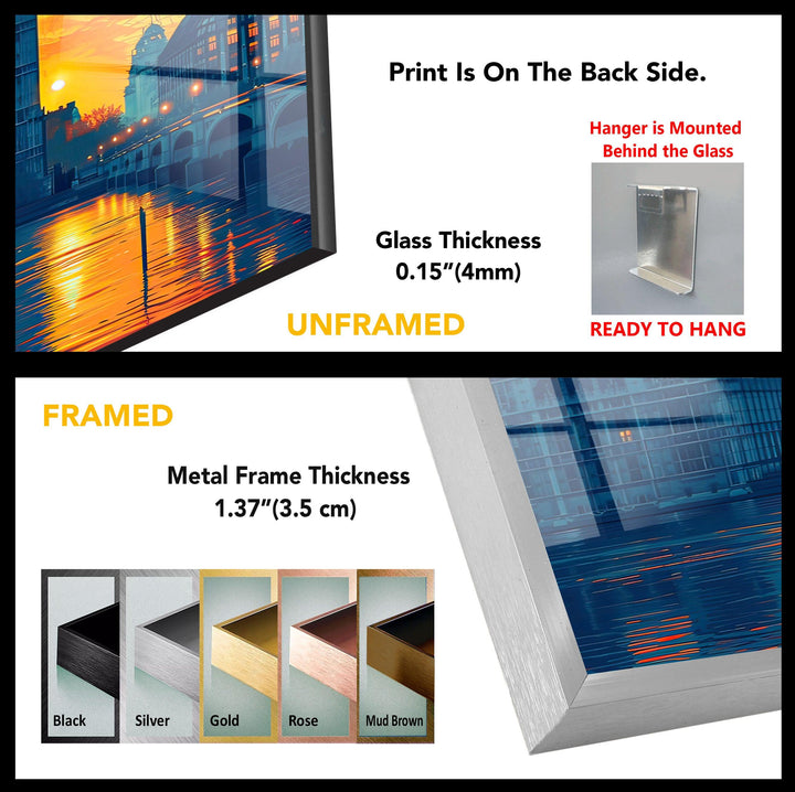 London Sunset Glass Wall Art