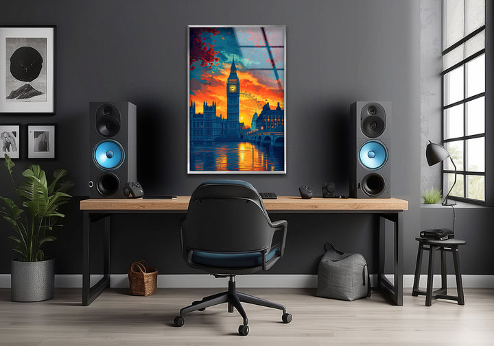 London Sunset Glass Wall Art custom glass pictures, glass art prints
