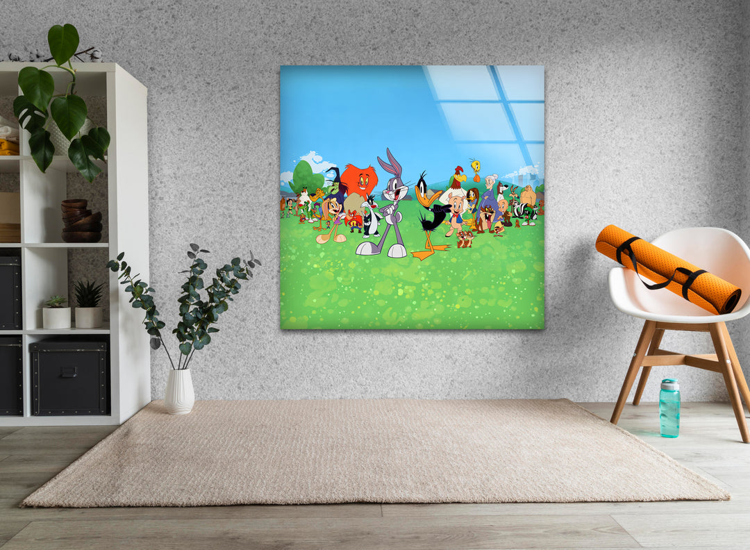 Lively cartoon art showcasing a delightful animated scene filled with motion and creative flair

