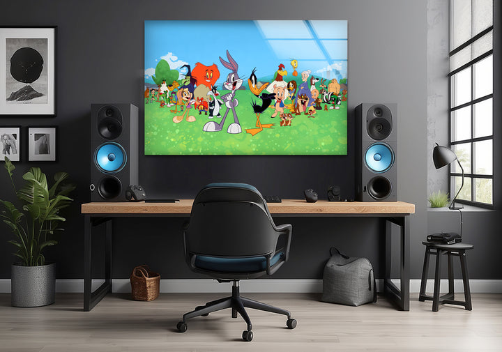 Creative animation art presenting a vibrant cartoon setting filled with unique characters and dynamic energy

