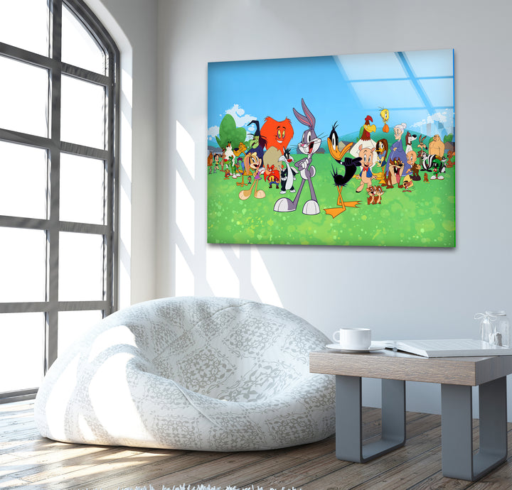 Whimsical cartoon art highlighting expressive characters and a vibrant animation-inspired design

